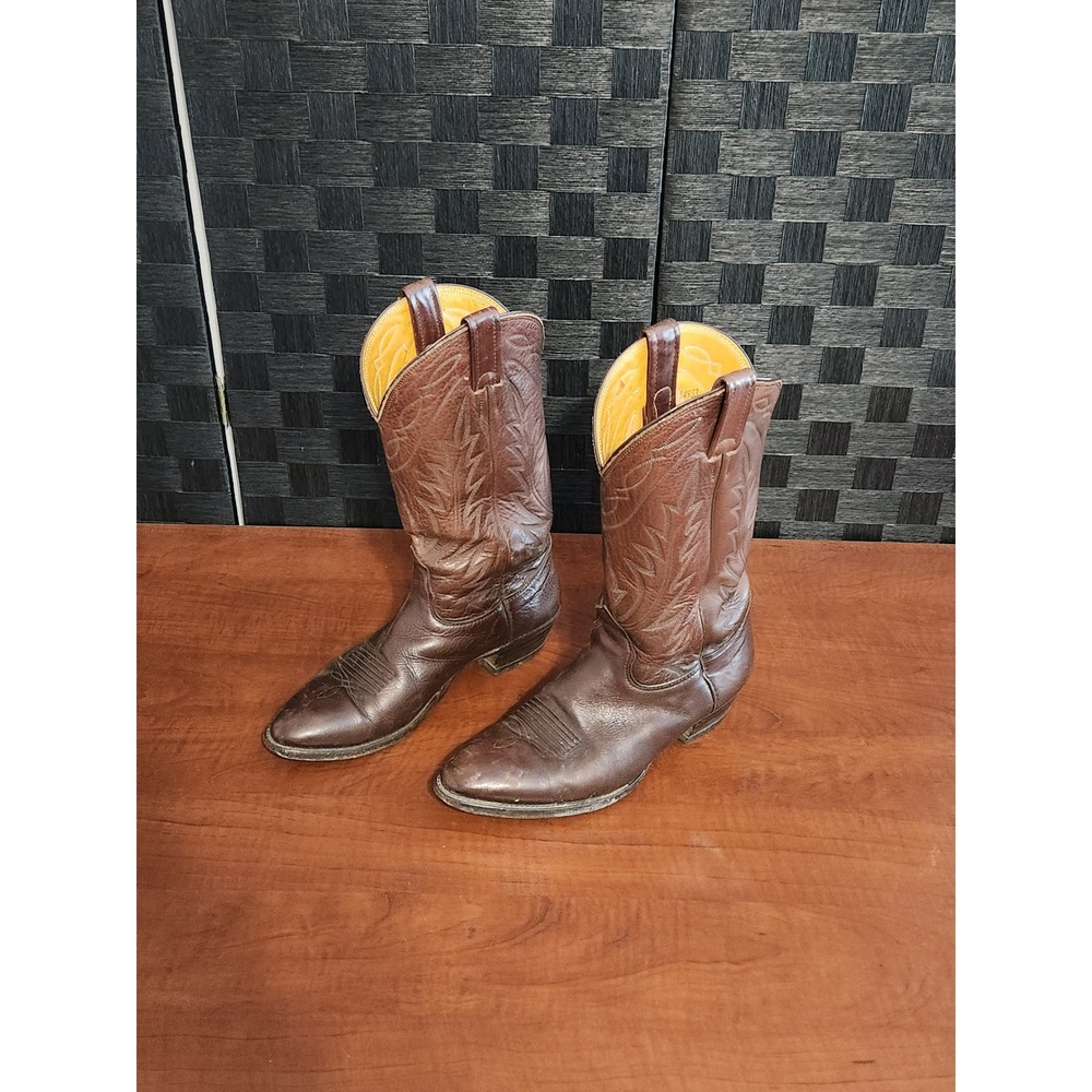 Vintage Nocona Boots Mens 14933 Brown Leather Western Cowboy Boots Size 8 D USA